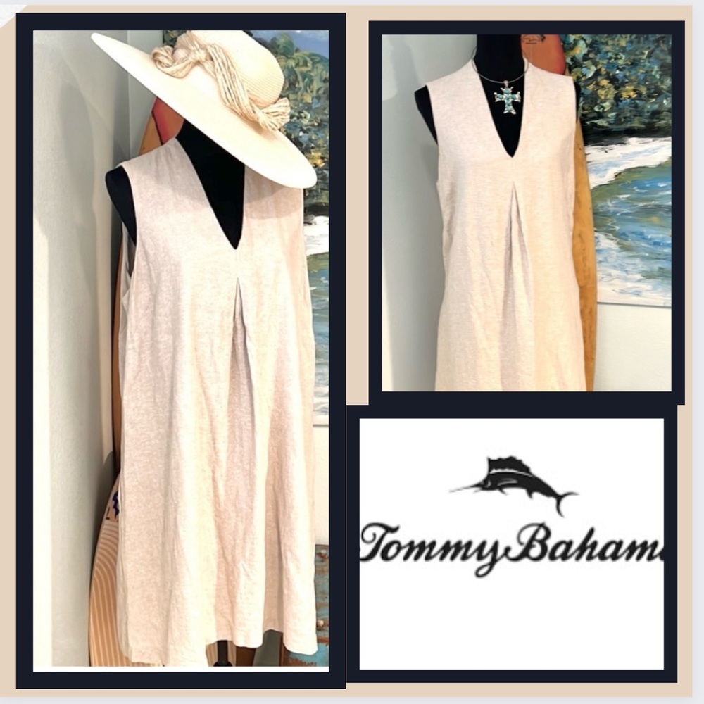 Tommy Bahama,Daphne Linen/Blend Shift Dress in Linen Cream, Excellent Condition